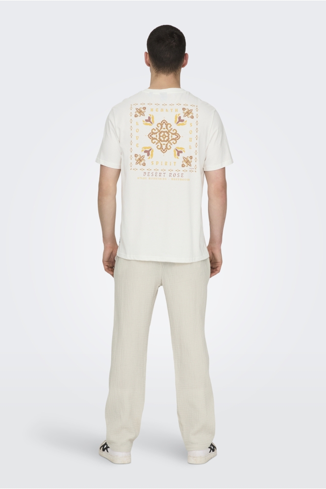 ONSMANUEL LIFE REG SS DESERT TEE CS 22035647 CLOUD DANCER/DESERT ROS